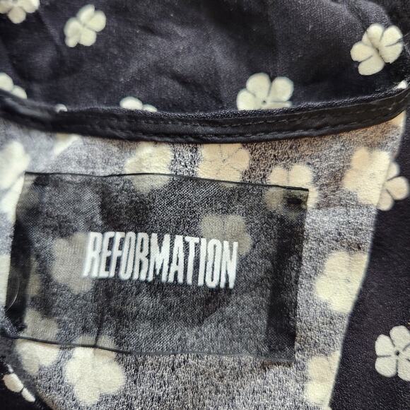 Reformation Black Floral Jumpsuit Wide Leg Button Up Women's Size 4 Prairie - Picture 8 of 16